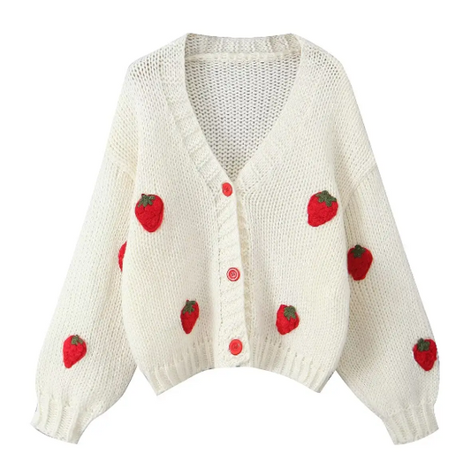 Nouvelle  tendance 2024  un tricot blanc avec des fraises 🍓 ( S, M,XL, XXL)